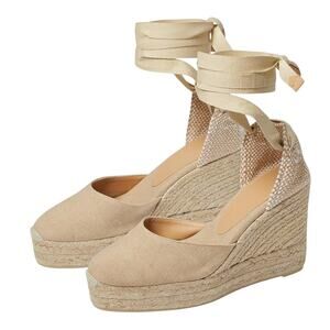 CASTANER Womens Carina 80 Wedge Sandal US 6 EU 37 Tan Leather Lining NWOB